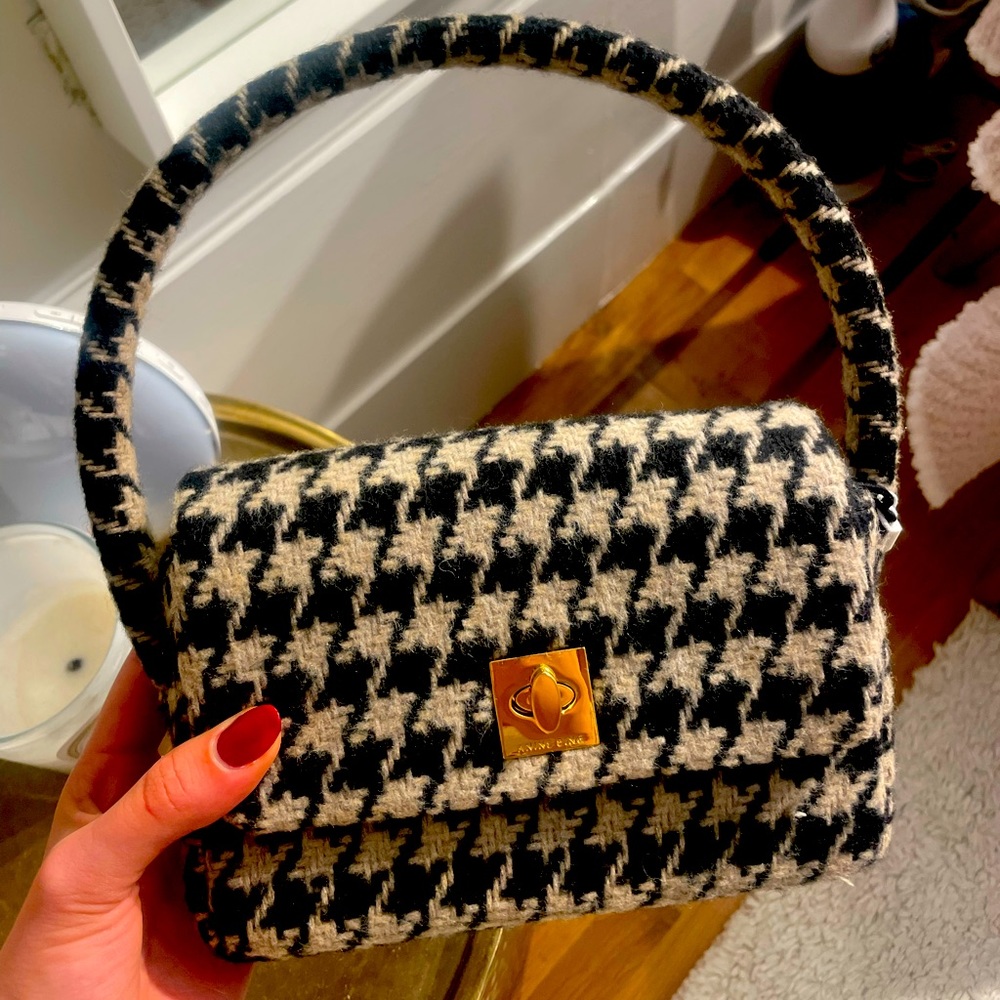 ANINE BING NWT houndstooth Nico wool blend shoulder bag